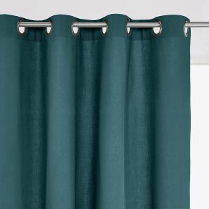 Rideau radiateur œillets pur coton, Scenario Vert Canard aille 180X135 cm
