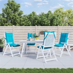 VidaXL Lot de 4 Coussins de Chaise &agrave; Dossier Haut, Galette de Si&egrave;ge Imperm&eacute;able, Coussin d'Ext&eacute;rieur Anti-glissement Jardin Terrasse, Turquoise