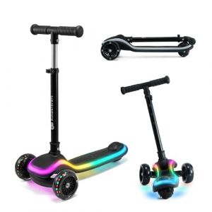 Kinderkraft RAKET Trottinette pour Enfants de 1 an à 50 kg, Trottinette, Roues LED, Guidon réglable en Hauteur, Design Moderne, Noir