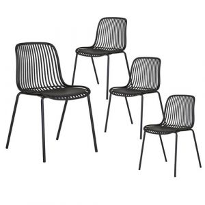 Lot de 4 chaise altobuy exterieur empilable non pliable H. 82 cm en polypropylene noir