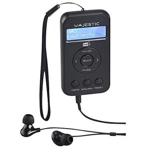 Majestic Audiola RT 196 Dab - Radio Portable Dab/Dab+/FM écran LCD, Batterie Rechargeable, Sortie Casque d'oreille Inclus, Cordon de Transport, Noir