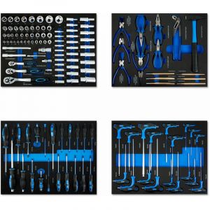 Eberth Set d'outils pour servante d'atelier 134 pi&egrave;ces, carbure de tungst&egrave;ne, pour l'atelier automobile, bleu