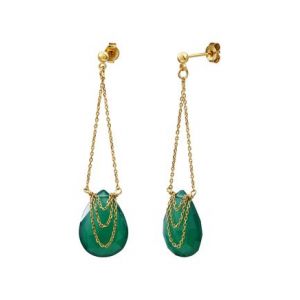 Image de Boucles d'oreilles dorées à l'or fin quartz vert SOLANGE