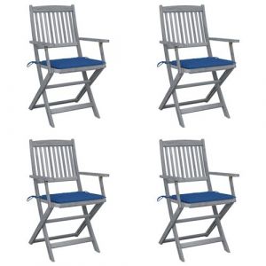 VidaXL Chaises pliables d'extérieur 4 pcs avec coussins Bois d'acacia