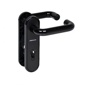 Lapp Hörmann Poignée de porte D-110 (plaque courte pour barbe et cylindre profilé, noir en plastique, poignée de porte) 534820