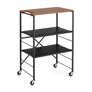 Image de Coast Serving table d'appoint pour voiture avec rouleau et rangement en bois et cadre en m&eacute;tal 60 x 40 x 89 cm