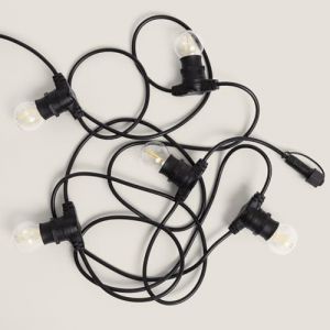 Kit Guirlande Lumineuse Ext&eacute;rieure IP44 5m Noir + 5 Ampoules led Filament B22 2W G45 3000K Blanc chaud
