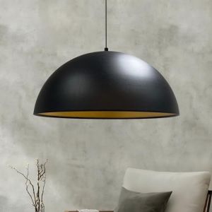 Lipeo Suspension Industrielle en Métal Noir Peint à la Main – Lustre Vintage E27 Ø50 cm pour Salon, Chambre ou Salle à Manger