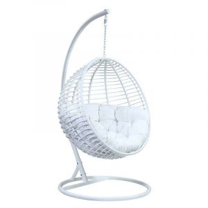 Image de Vente unique com Fauteuil suspendu en r&eacute;sine tress&eacute;e Blanc bontoc Blanc