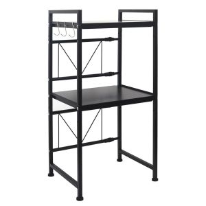 Organisateur pour Micro Onde modulable et extensible avec 2 étagères Longueur 40 Profondeur 32 Hauteur 78cm Noir