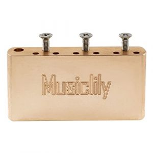 Musiclily Ultra 36mm MIM Style Trémolo Bloc Court en Laiton Solide 52,5mm Espacement des Cordes pour Chevalet Squier Pre-2020 Affinity 6-vis Guitare Electrique Chine