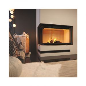 Azura home design Insert cheminée MBO 15 BS vitre à gauche + 4 bouches recuperateur
