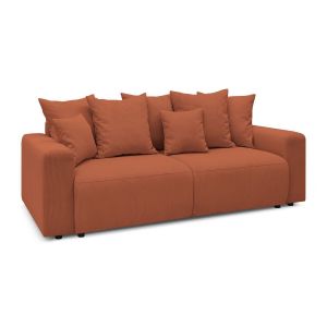 Bobochic Canapé Droit Convertible Coffre Envy Velours Côtelé Terracotta