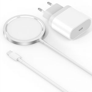 Chargeur Induction + Secteur Compatible Magsafe Pour Iphone 14-14 Plus-14 Pro-13-13 Pro-13 Pro Max-12-12 Pro-11-X-Xr-Se