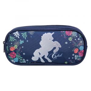 Bagtrotter trousse scolaire rectangulaire cybel cheval licorne bleu fleurs