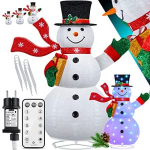 KESSER Bonhomme de neige LED avec t&eacute;l&eacute;commande - Avec 8 modes Jeu de couleurs color&eacute;- Timer 24H Personnage de No&euml;l Illumin&eacute; D&eacute;coration de No&euml;l pour