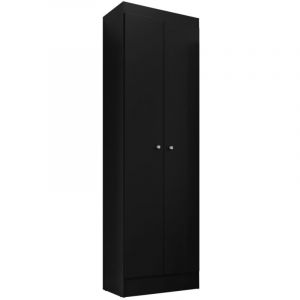 Armoire Multifonctions Noire 2 portes 5 Niches L 63 H 180 P 35 cm