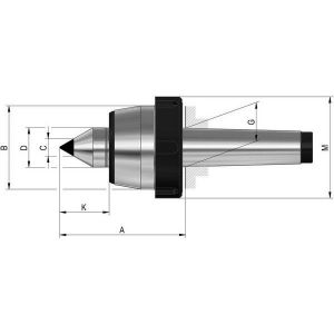Rohm Pointe tournante avec &eacute;crou d'extraction et pastille de carbure, Taille : 108, MK 4, A 102,5 mm, B : 70 mm, C : 14 mm, D : 32 mm, G : 31,625 mm