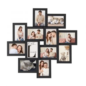 Songmics Cadre photo pour image 10 x 15 cm pêle-mêle mural pour 12 photos noir