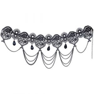 Fiesta guirca Collier ras-de-cou gothique noir chaines adulte 24528