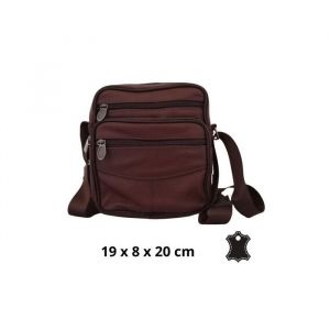 Sacoche bandouli&egrave;re en cuir marron pour homme - Style d&eacute;contract&eacute; avec poches pratiques