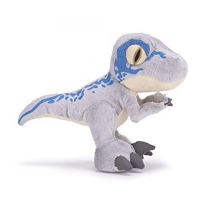 Posh Paws International Dinosaur Jurassic World Peluche en Forme de Dinosaure vélociraptor Clair 25 cm, 49003, Bleu, Gris