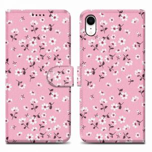 Coque pour Apple iPhone XR Design Pluie de Fleurs No. 6 Housse de protection &Eacute;tui avec fermeture magn&eacute;tique, fonction de support et compartiment pour carte