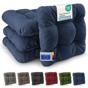 Beautissu Premium Set 4 Galette Chaise Jardin Extérieur 35x35 cm Bleu Foncé – 8 cm Coussin Siège Robuste & Résistant UV – HighLux