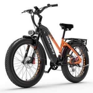 Image de V&eacute;lo &eacute;lectrique Dukawey Silvertip8 Autonomie 150km Moteur 1000W Batterie 52V20Ah Tout suspendu 26 pouces VTT Fat bike Orange