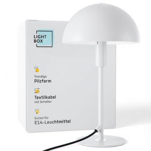 Lightbox Lampe de table champignon | lampe de bureau Home Office avec interrupteur à bascule | lampe LED comme lampe de chevet, bureau et accessoires de bureau | douille E14 | en métal blanc argenté