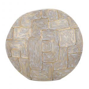 Vase en résine dorée avec lignes abstraites 36x11x34,5 cm