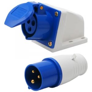 Peny - Prise industrielle 16 ampères 3 broches 220-250V étanche IP44 2P + e 3 phases 16A adaptée aux camping-cars, caravanes, camping-cars