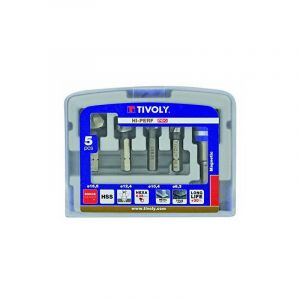 Tivoly Fraises à noyer x4 HSS à 90° T xa 8,3 à 16,5 mm + 1 porte embout Coffret de 4 Pièces