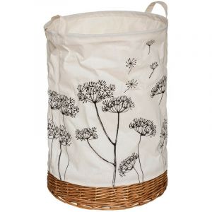 Image de Panier à Linge Tissu & Osier "Orane II" 54cm Blanc Prix