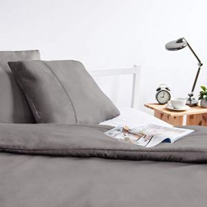 Viscosoft Housse de Couette 240x260 en Microfibre touché Ultra Doux | Linge de lit 2 Personnes avec Decoration Jour de Venise | Parure de lit 240x260 Adulte + 2 taies d'oreiller, Gris foncé