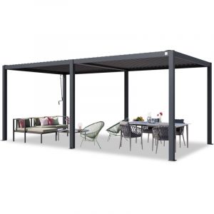 Toolport - primeyard Pergola 3x6 m poteaux en aluminium avec lames orientables en acier pavillon anthracite