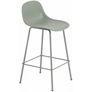 Image de Muuto Chaise de bar Fiber Bar / H 65 cm - Pieds métal vert ancien en matière plastique