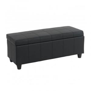 Décoshop26 Banc banquette coffre de rangement similicuir noir 112x45x45cm BAN04002