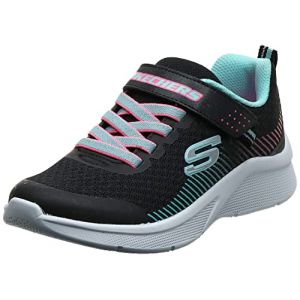 Image de Skechers Microspec, Baskets Gar&ccedil;on Fille, Maille Noire Noire, Turquoise, Rose Fluo, 32 EU