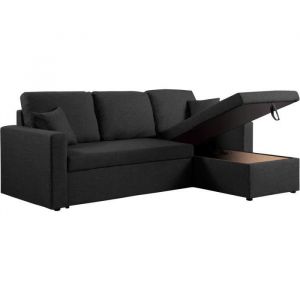 Habitat et Jardin Canapé D'angle Convertible/ Réversible Avec Coffre "Alain Ii" - 3 Places - Noir