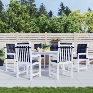 VidaXL Coussins de chaise &agrave; dossier bas lot de 6 noir &agrave; carreaux tissu - Black and white