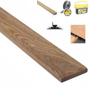 Kit terrasse de 10m² en bois exotique CUMARU Longueur 1850mm avec clips inox, Lambourde, cale de ventilation, plot pvc et Bande bitumineuse