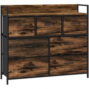 Homcom Commode 7 tiroirs meuble de rangement tiroir en tissu pliant structure acier noir - 98 x 29 x 85 cm