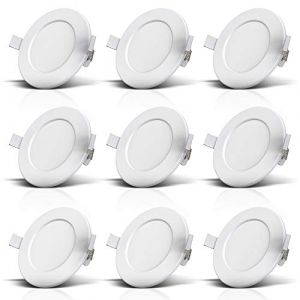 B.k.licht - lot de 9 spots encastrables spéciales salle de bain IP44, protégés contre les projections d'eau, ultra plat, Ø115mm, modules led 6W,