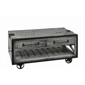 Massivmoebel24 - Table basse 112x61 Manguier laqué Gris heavy industry 162 - gris