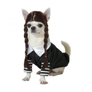 D&eacute;guisement Gothique Pour Chien - Atosa - Mercredi Addams - Noir - Halloween - Mixte