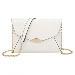 Pochette de Soirée pour Femme avec Chaîne Amovible et Fermoir à Bouton-pression Gallantry Blanc