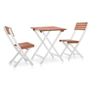 VidaXL Ensemble de bistro 3 pcs Bois d'acacia Marron foncé et blanc