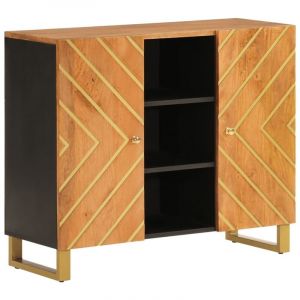 VidaXL Armoire Latérale, Buffet avec Pieds, Meuble de Rangement, Organisateur de Salon Salle de Séjour, Moderne, Marron et Noir Bois de Manguier