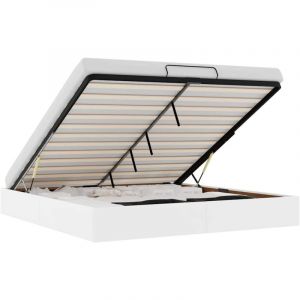 VidaXL Cadre de lit ottoman sans matelas blanc 200x200 cm similicuir